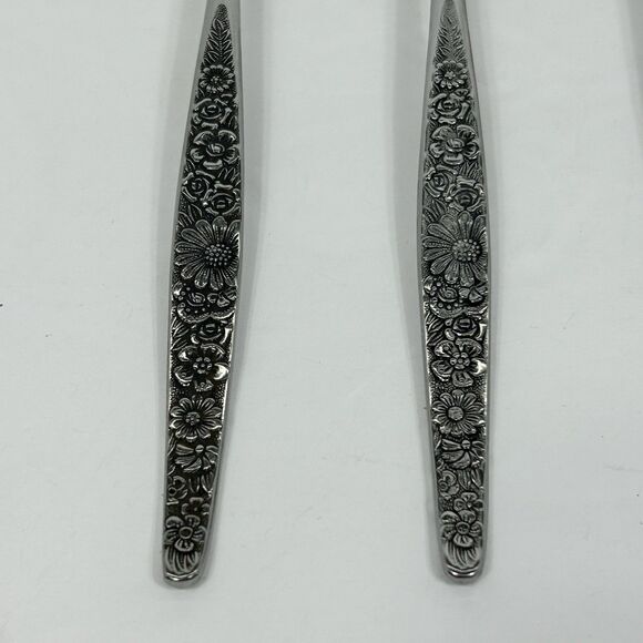 Vtg Interpur Jardiner Stainless Flatware 4 Oval Soup Spoons Daisy Tablespoon - Picture 2 of 9
